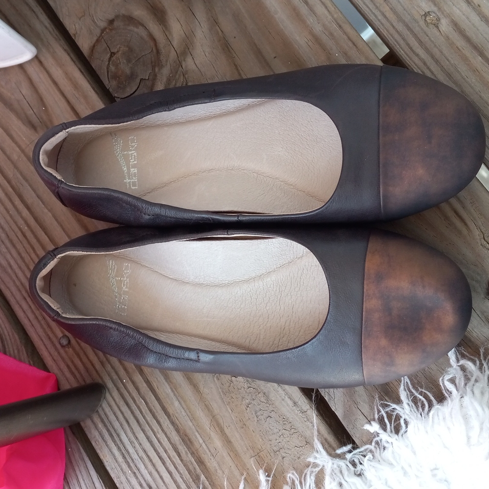 DANSKO Flat Shoes Brown Leather Pumps Sz 36 Women's